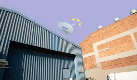 Satellite dish on a building